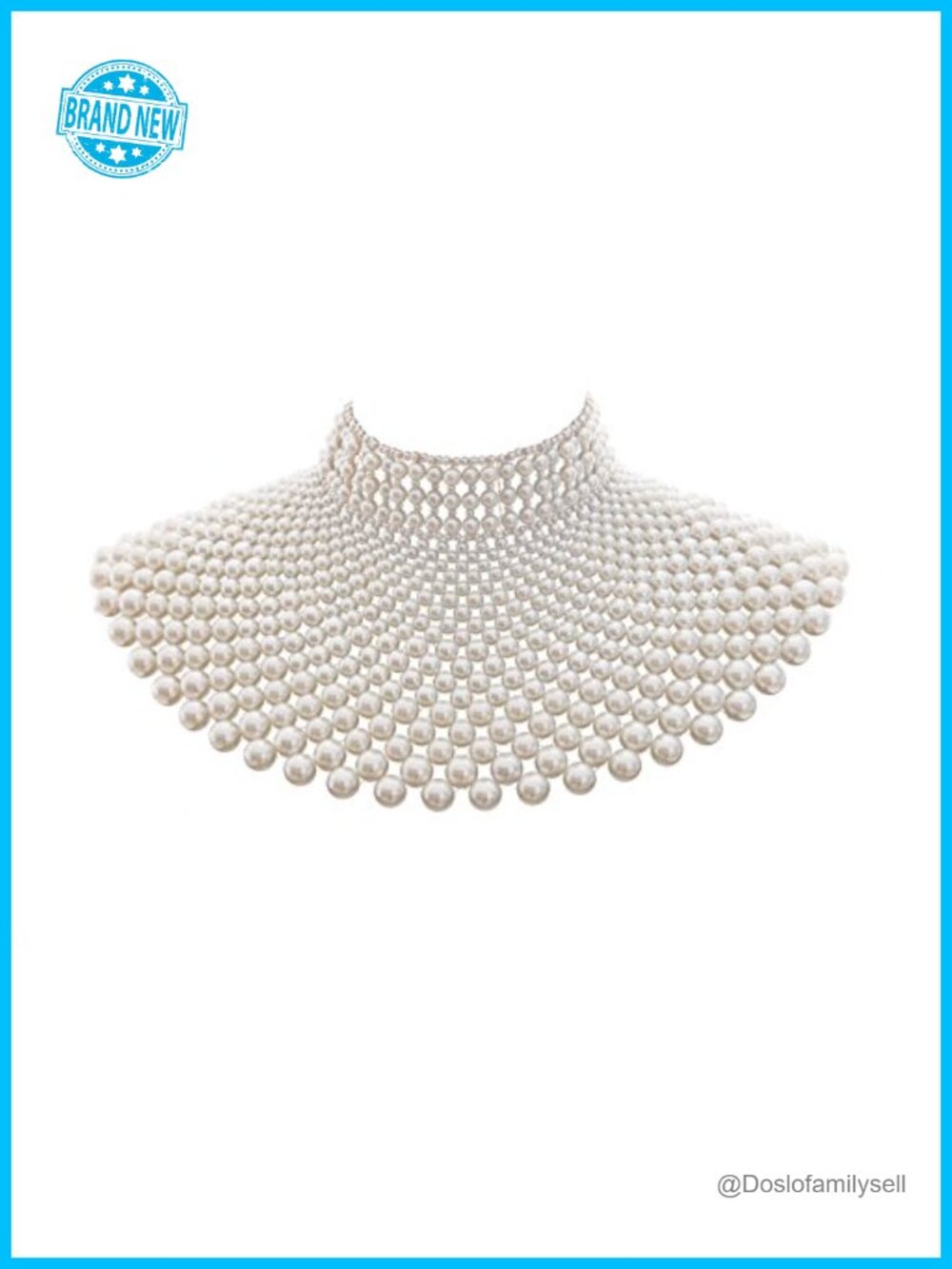 Handmade Beaded Bib Pearl Necklace Collar Statement Choker Women Dress Accessory